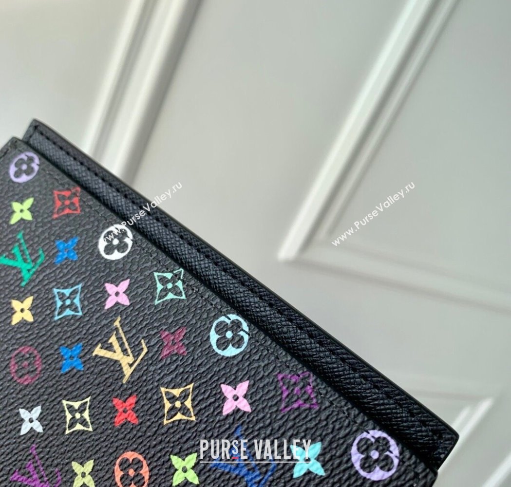 Louis Vuitton LV x TM Passport Cover in Multicolored Monogram Canvas Black 2025 M13414 (KI-250120006)