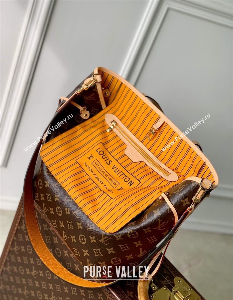 Louis Vuitton Neverfull Bandouliere Inside Out MM Tote bag Monogram Canvas/Yellow Textile 2025 M11947 (KI-250120082)