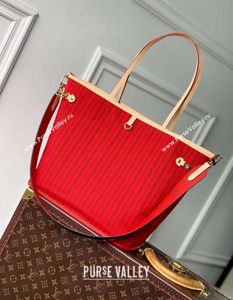 Louis Vuitton Neverfull Bandouliere Inside Out MM Tote bag Monogram Canvas/Red Textile 2024 M12096 (KI-250120081)