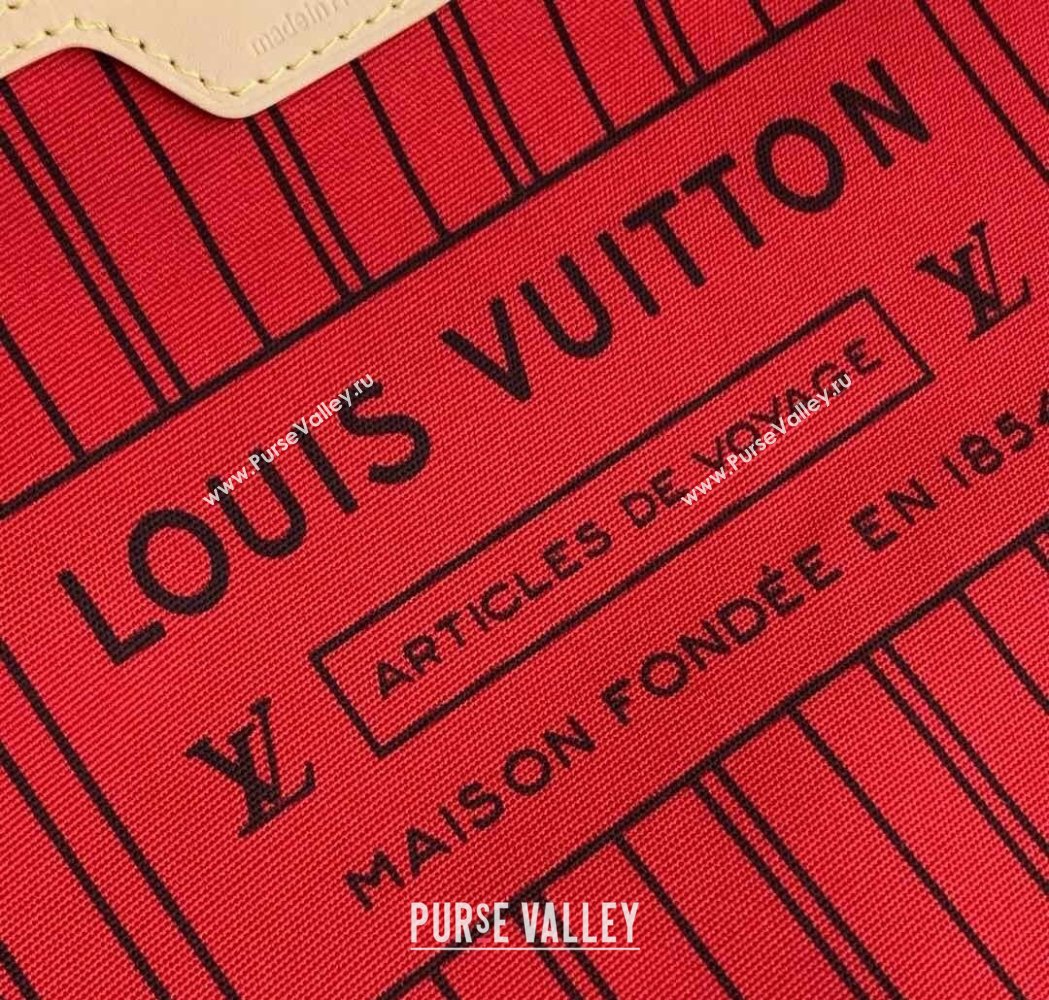 Louis Vuitton Neverfull Bandouliere Inside Out MM Tote bag Monogram Canvas/Red Textile 2024 M12096 (KI-250120081)