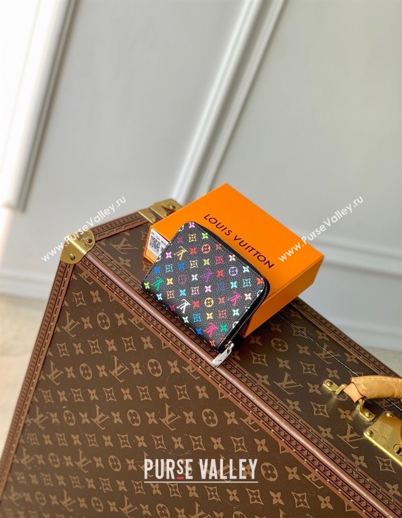 Louis Vuitton LV x TM Zippy Coin Purse Wallet in Multicolored Monogram Canvas Black 2025 M13409 (KI-250120007)