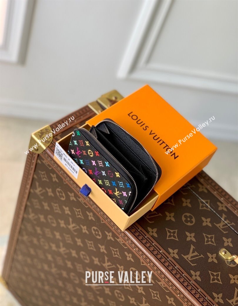 Louis Vuitton LV x TM Zippy Coin Purse Wallet in Multicolored Monogram Canvas Black 2025 M13409 (KI-250120007)