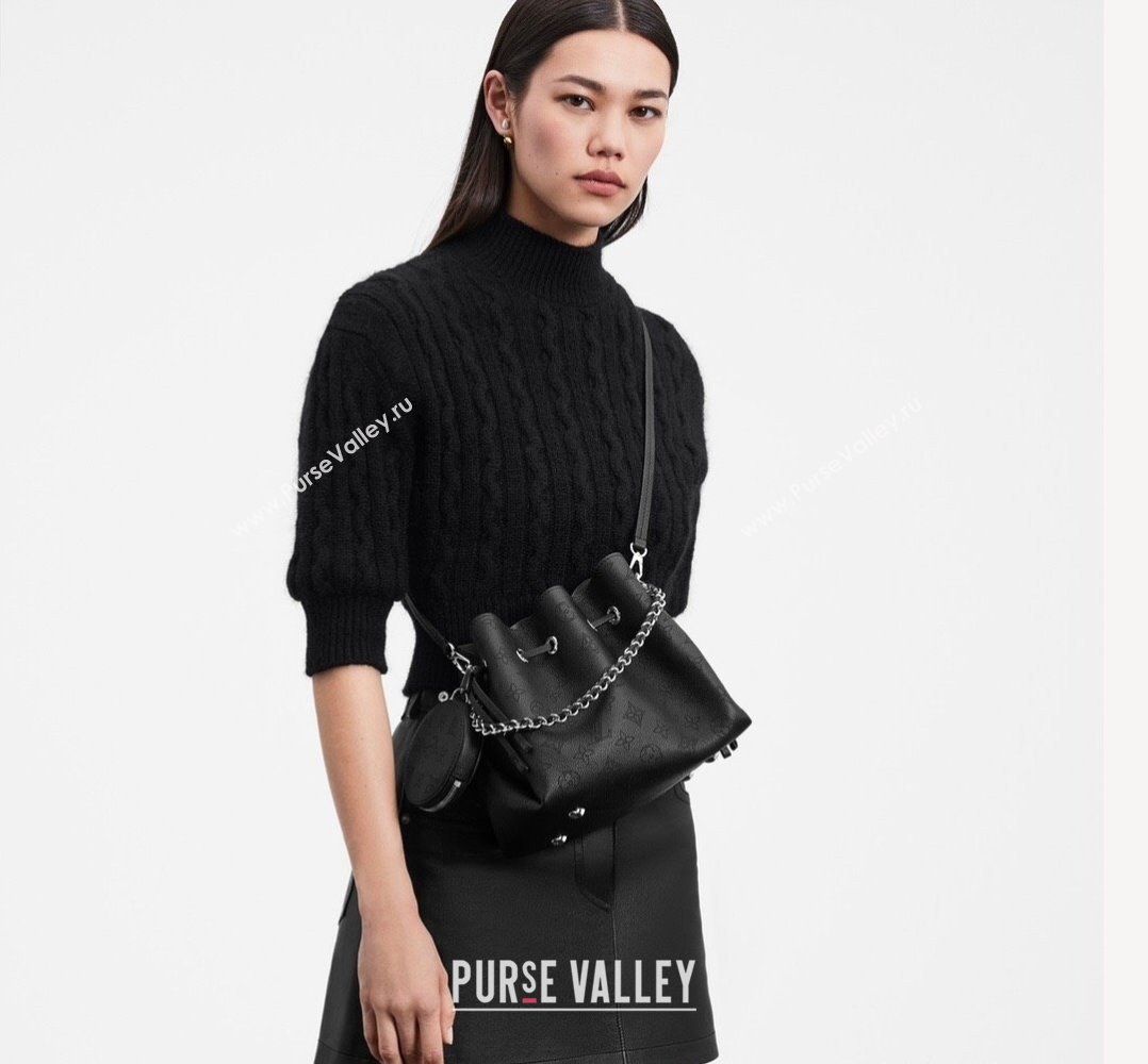 Louis Vuitton Bella Bucket Bag in Perforated Mahina Calfskin M58791 Pearly Grey 2025 (KI-250121014)