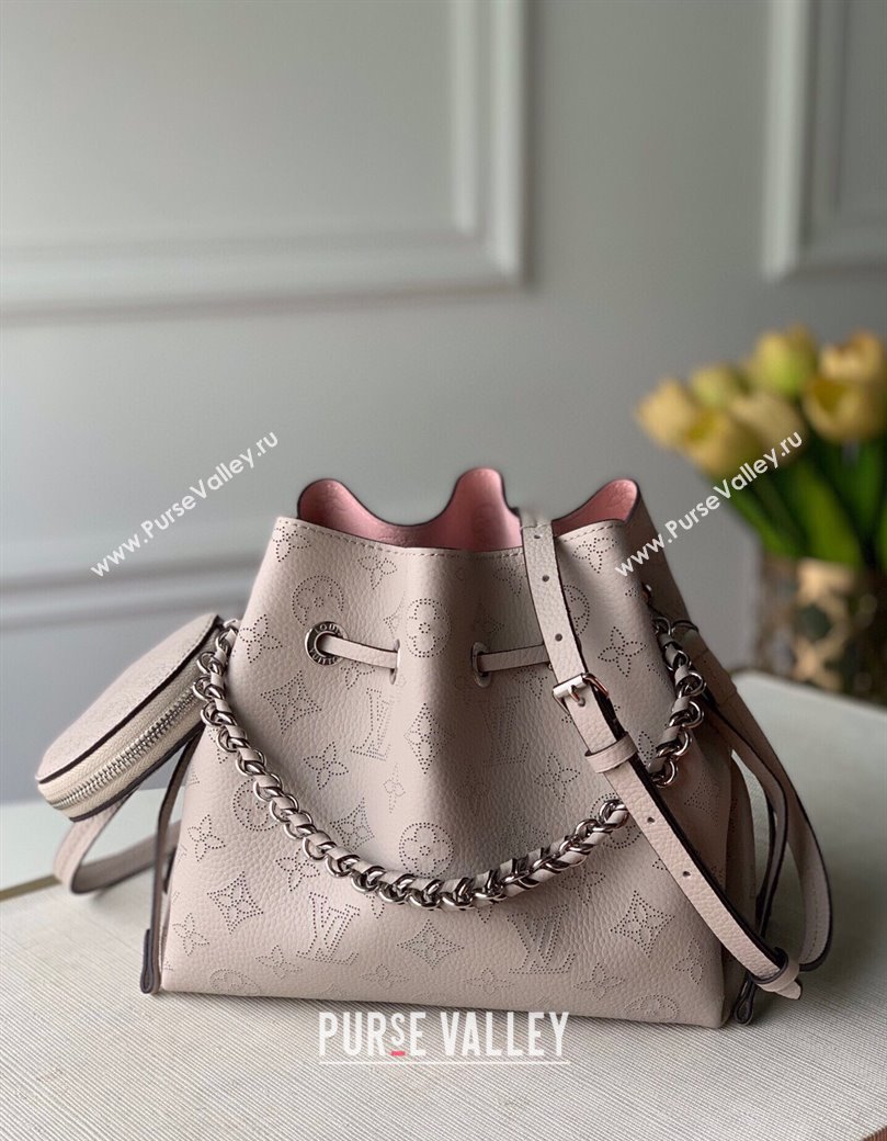 Louis Vuitton Bella Bucket Bag in Perforated Mahina Calfskin M57201 Light Beige 2025 (KI-250121007)