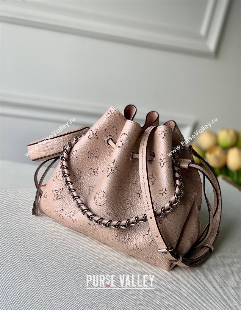Louis Vuitton Bella Bucket Bag in Perforated Mahina Calfskin M58792 Pearly Pink 2025 (KI-250121013)
