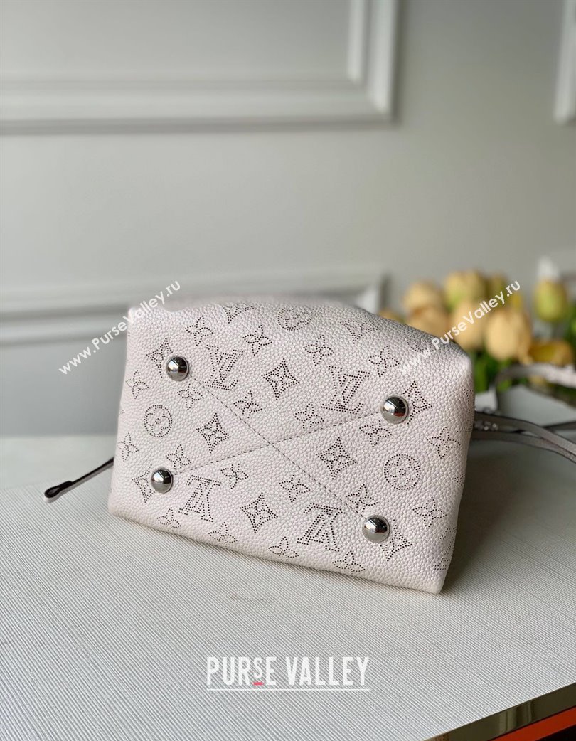 Louis Vuitton Bella Bucket Bag in Perforated Mahina Calfskin M58791 Pearly Grey 2025 (KI-250121014)