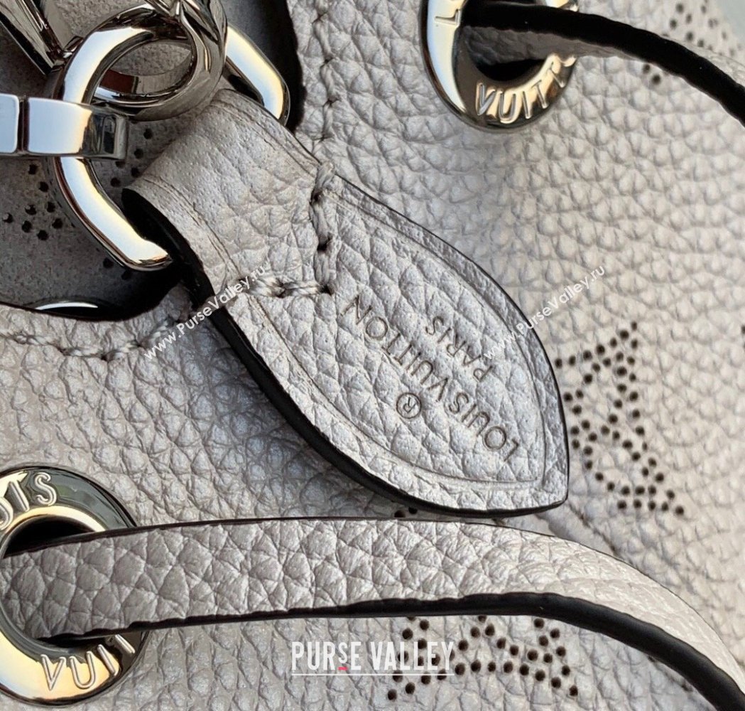 Louis Vuitton Bella Bucket Bag in Perforated Mahina Calfskin M58791 Pearly Grey 2025 (KI-250121014)