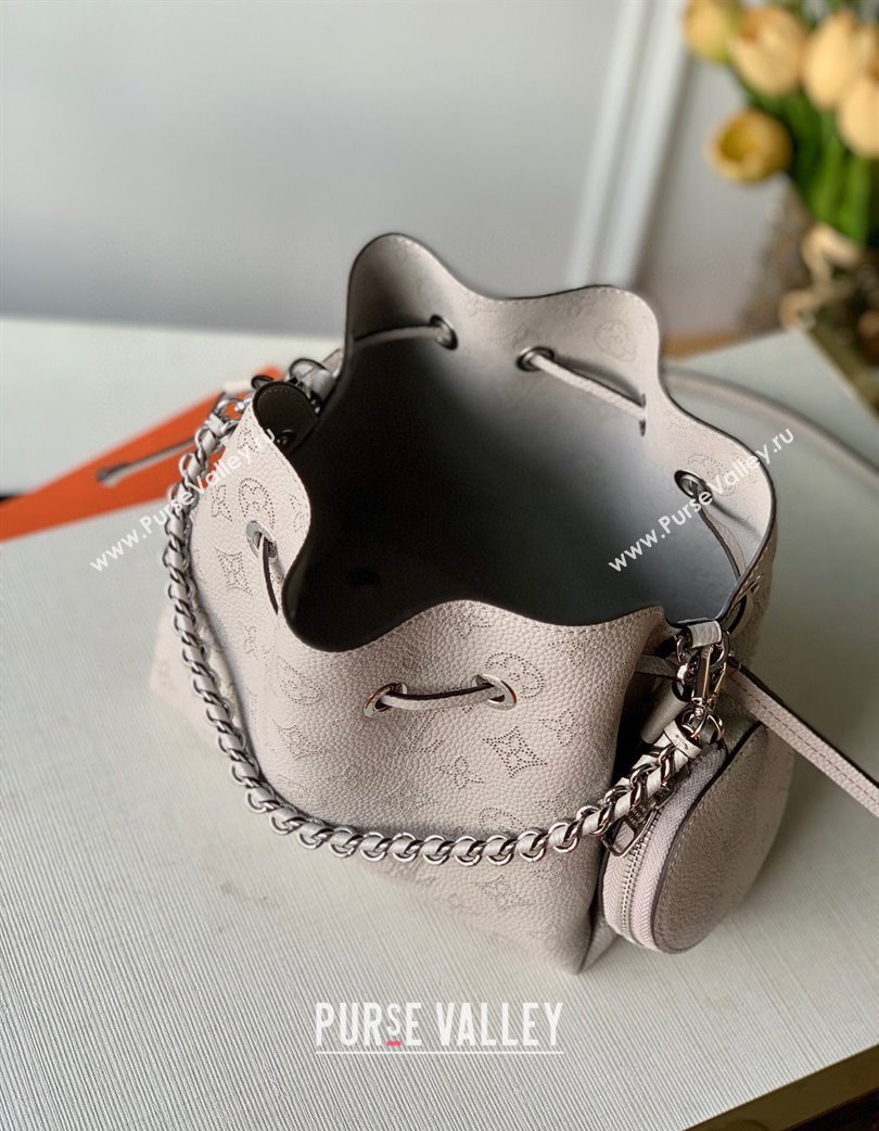 Louis Vuitton Bella Bucket Bag in Perforated Mahina Calfskin M58791 Pearly Grey 2025 (KI-250121014)