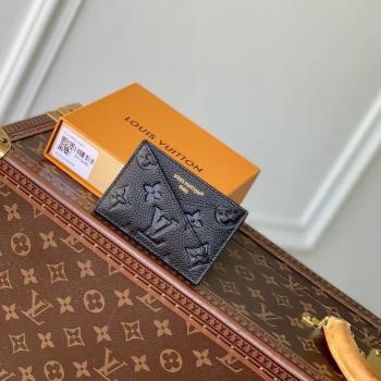 Louis Vuitton Criss-Cross Card Holder Wallet in Black Embossed Grained Leather 2025 M13695 (KI-250212064)