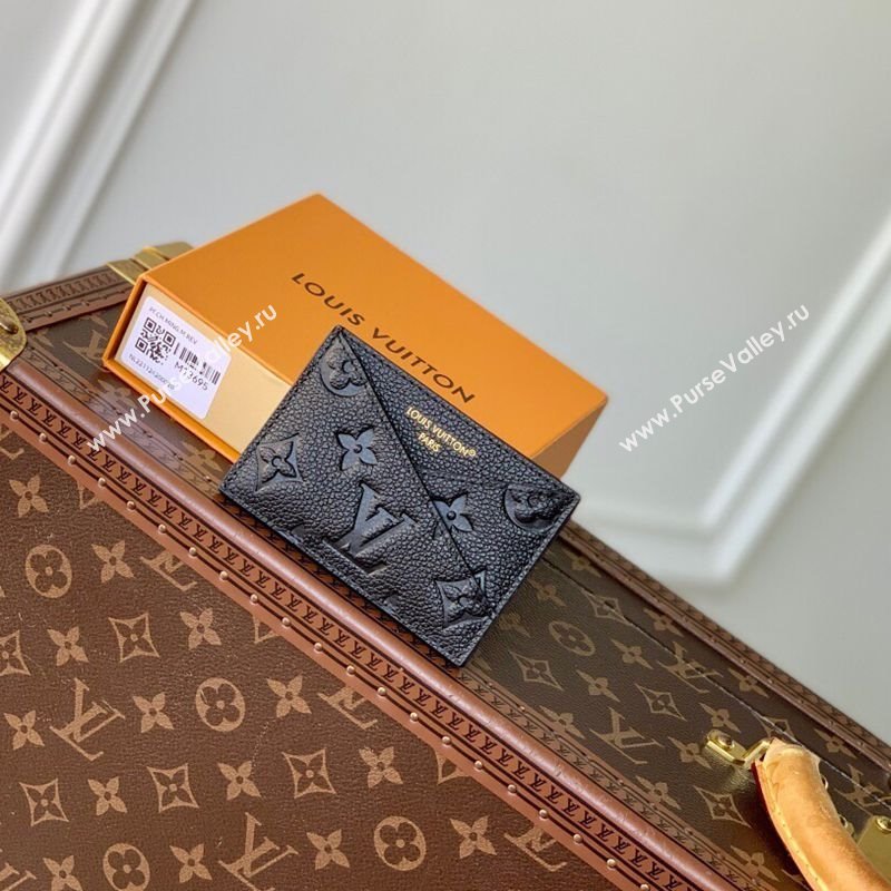 Louis Vuitton Criss-Cross Card Holder Wallet in Black Embossed Grained Leather 2025 M13695 (KI-250212064)
