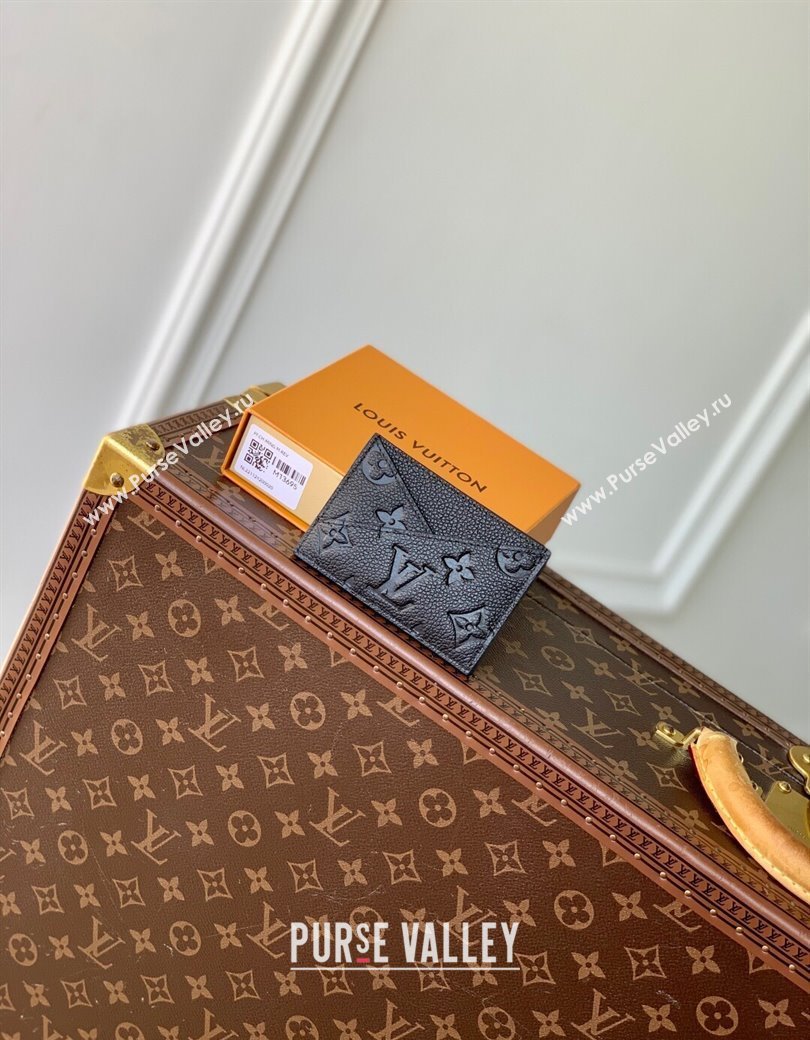 Louis Vuitton Criss-Cross Card Holder Wallet in Black Embossed Grained Leather 2025 M13695 (KI-250212064)