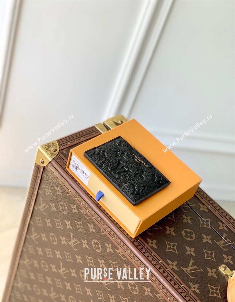 Louis Vuitton Criss-Cross Card Holder Wallet in Black Embossed Grained Leather 2025 M13695 (KI-250212064)