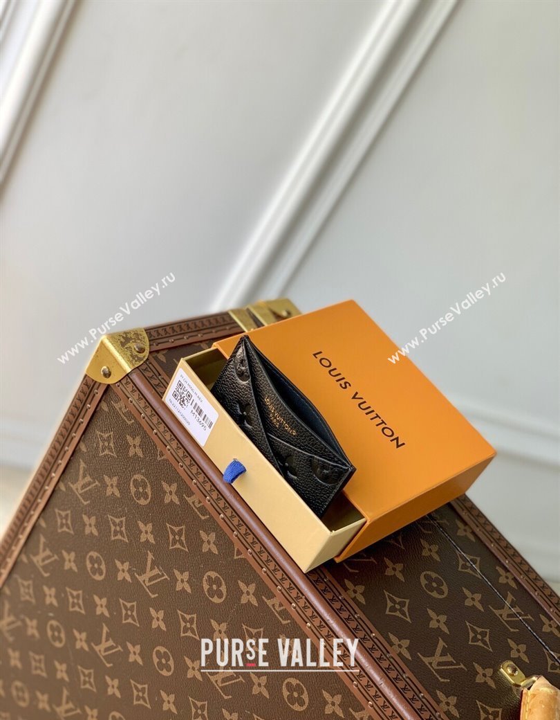 Louis Vuitton Criss-Cross Card Holder Wallet in Black Embossed Grained Leather 2025 M13695 (KI-250212064)