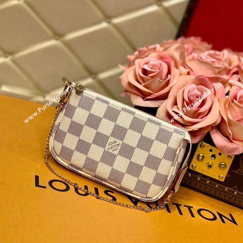 Louis Vuitton Mini Pochette Accessoires Bag in Damier Azur Canvas N58010 2025 (KI-250211045)