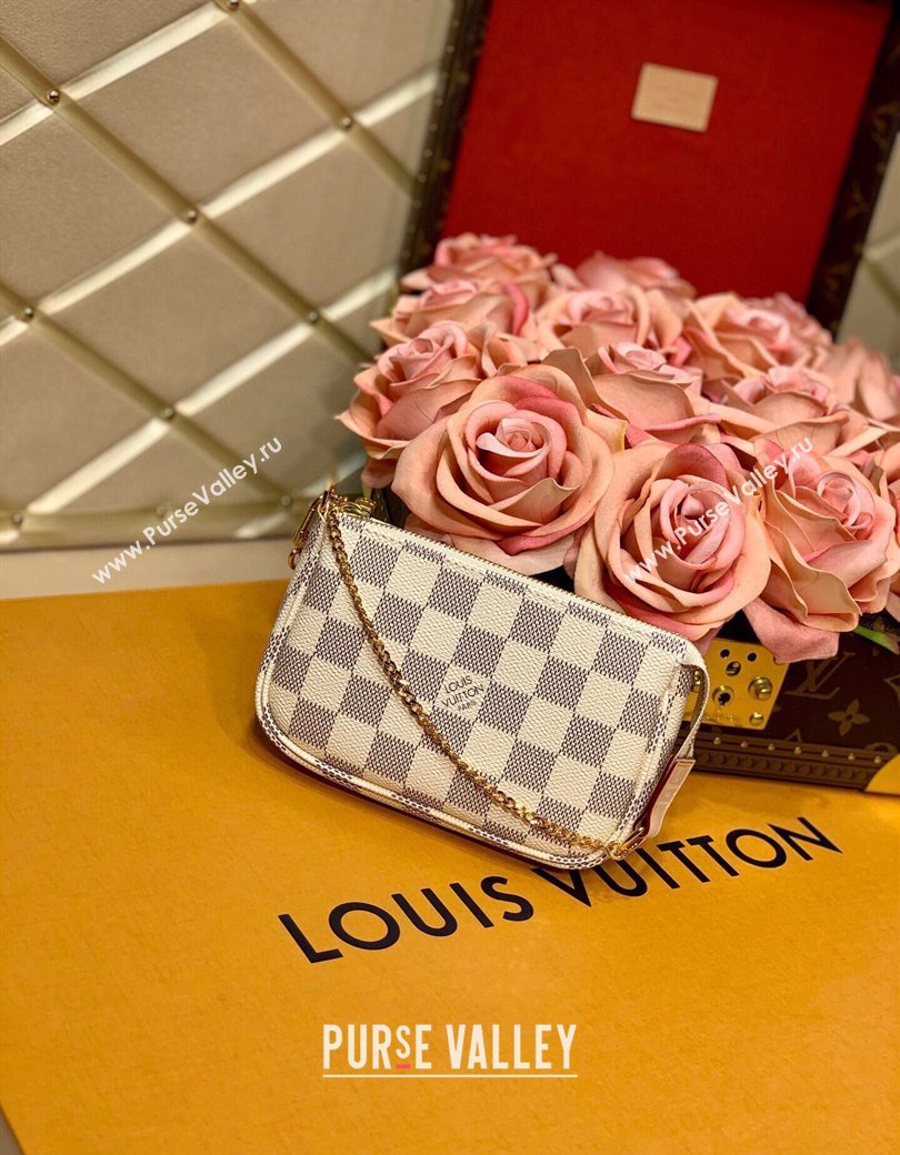 Louis Vuitton Mini Pochette Accessoires Bag in Damier Azur Canvas N58010 2025 (KI-250211045)