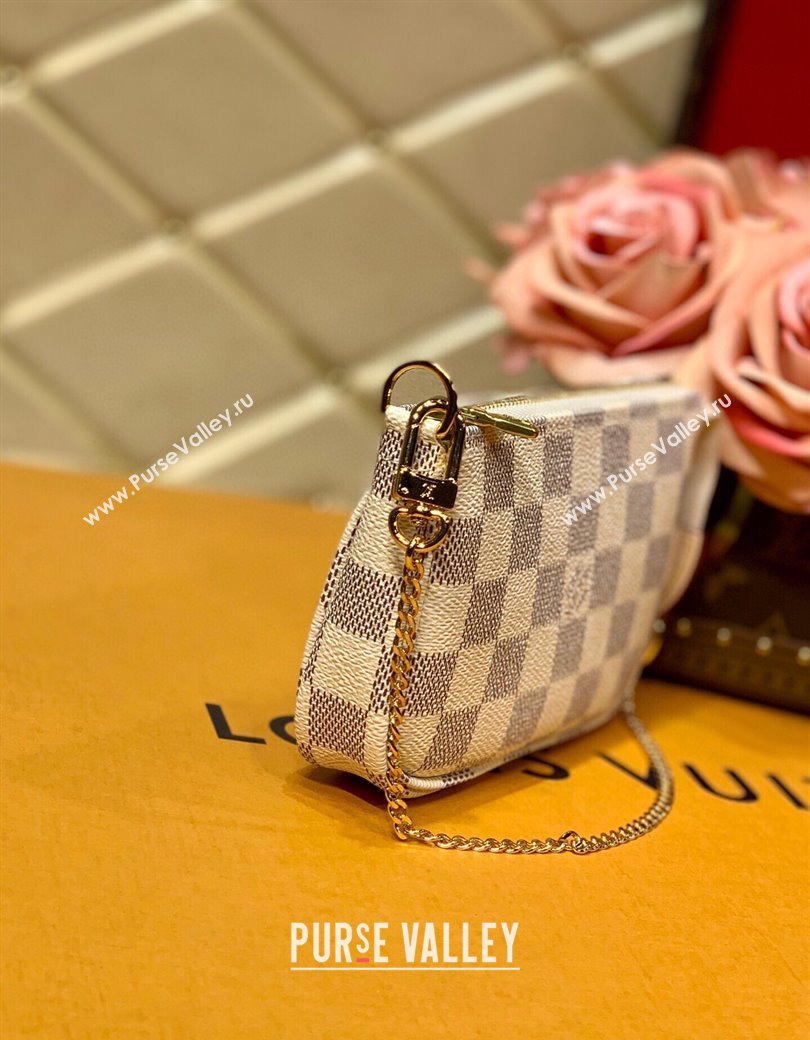Louis Vuitton Mini Pochette Accessoires Bag in Damier Azur Canvas N58010 2025 (KI-250211045)