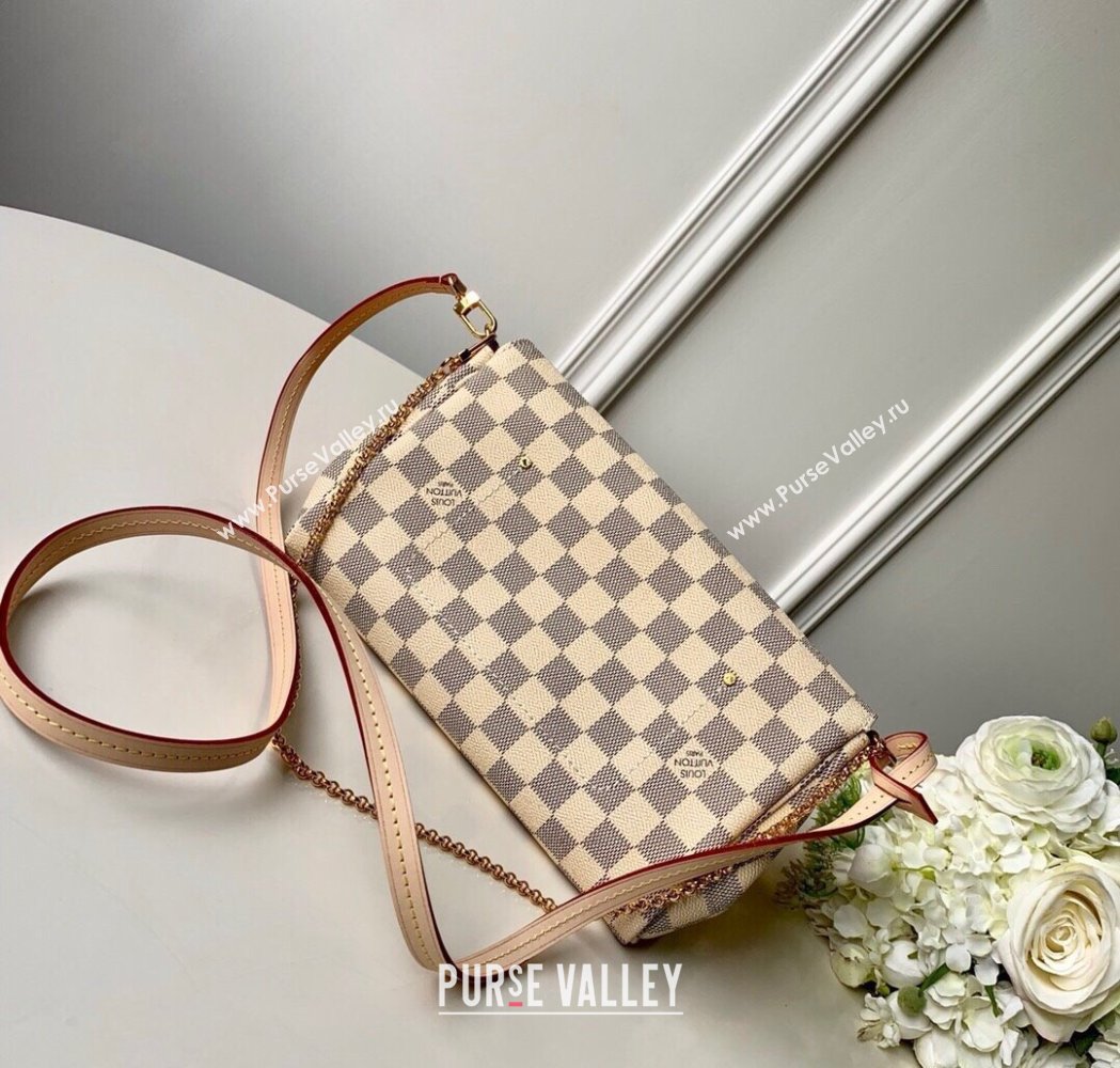 Louis Vuitton Pochette Favorite MM Chain Bag Damier Azur Canvas N41275 2025 (KI-250211048)