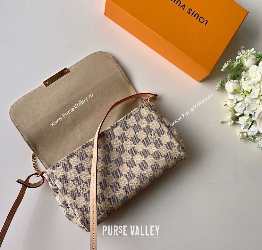 Louis Vuitton Pochette Favorite MM Chain Bag Damier Azur Canvas N41275 2025 (KI-250211048)