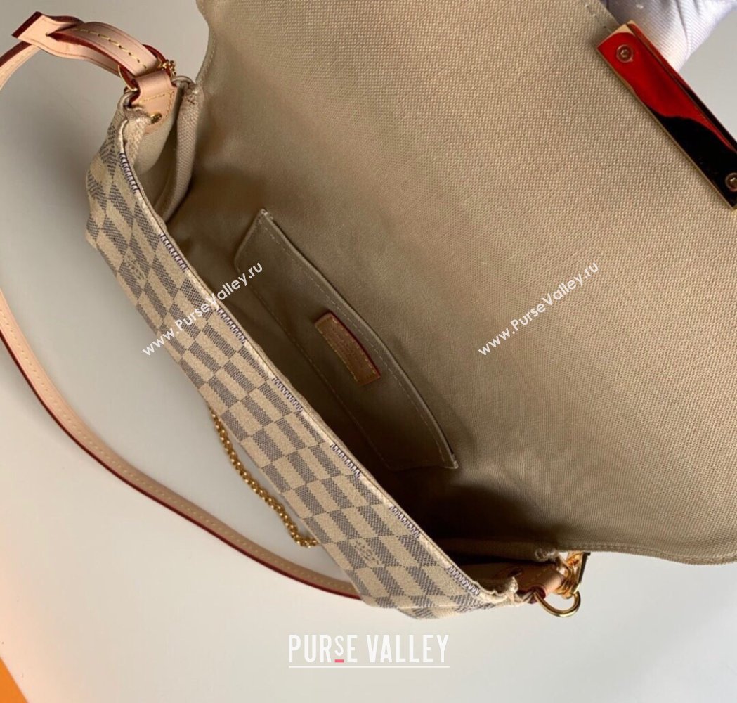 Louis Vuitton Pochette Favorite MM Chain Bag Damier Azur Canvas N41275 2025 (KI-250211048)