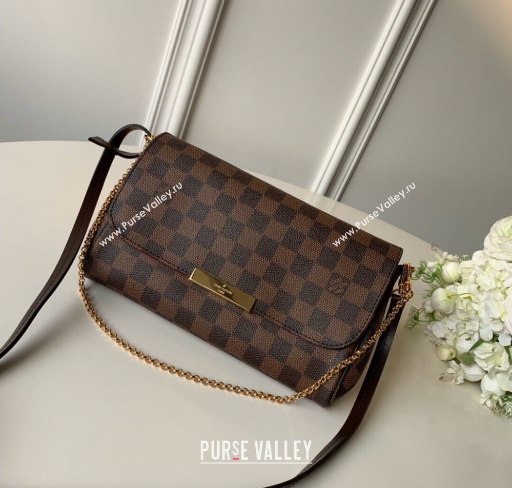 Louis Vuitton Pochette Favorite MM Chain Bag Damier Ebene Canvas N41129 2025 (KI-250211049)