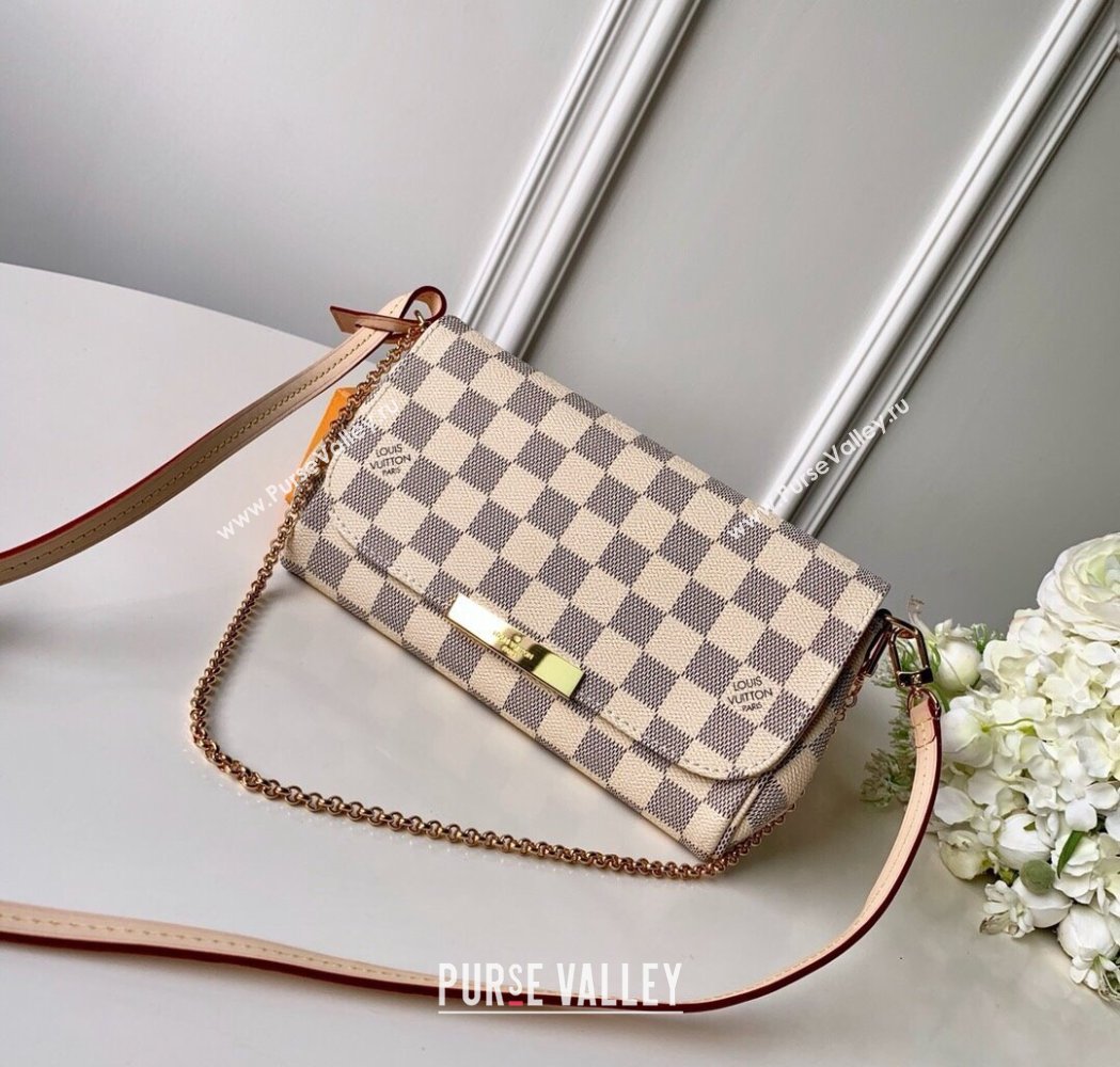 Louis Vuitton Pochette Favorite PM Chain Bag Damier Azur Canvas N41277 2025 (KI-250211051)