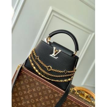 Louis Vuitton Capucines BB Bag in Black Taurillon Leather with Chain M12345 2025 (KI-250212044)