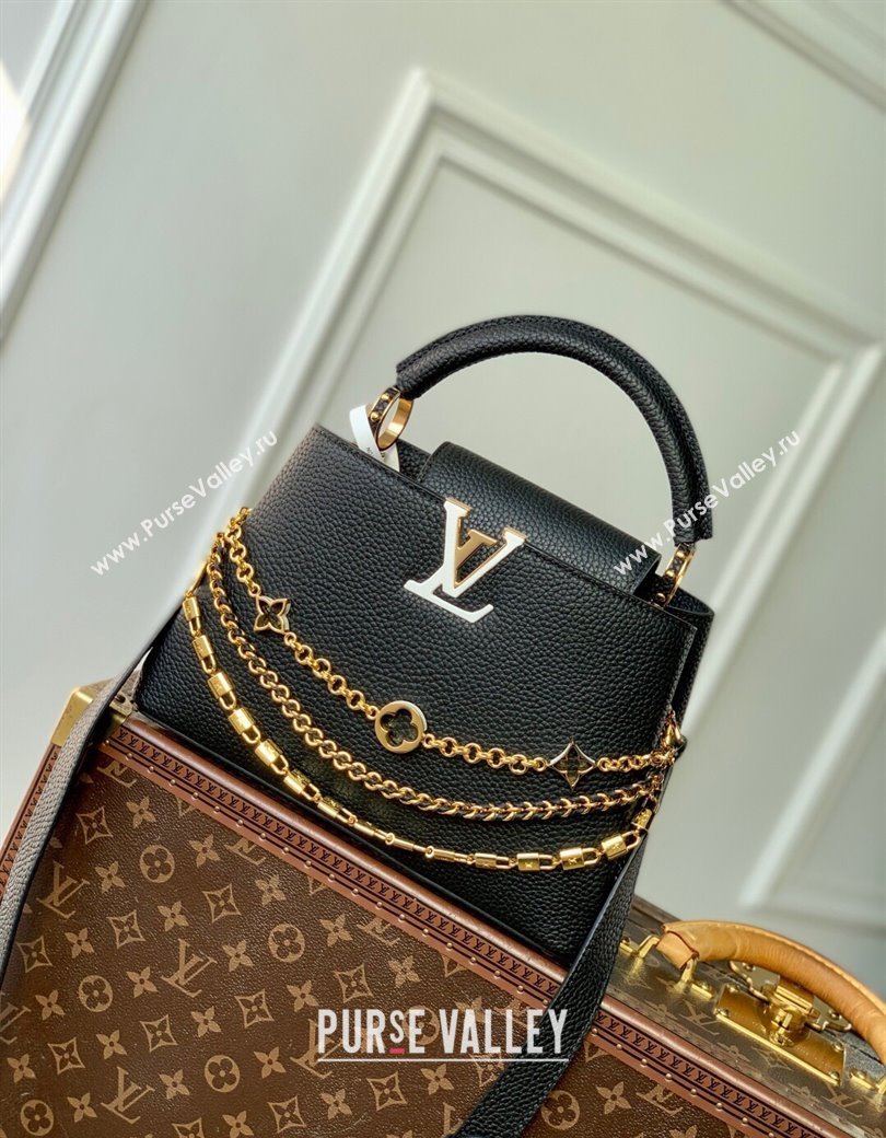 Louis Vuitton Capucines BB Bag in Black Taurillon Leather with Chain M12345 2025 (KI-250212044)