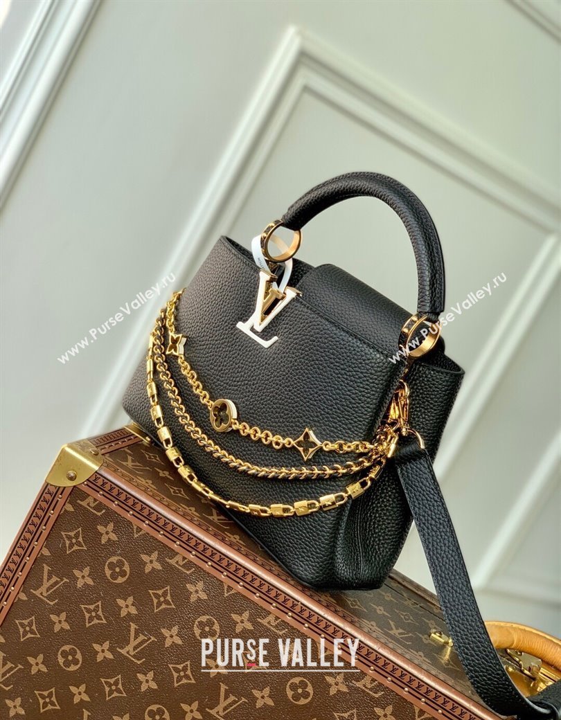 Louis Vuitton Capucines BB Bag in Black Taurillon Leather with Chain M12345 2025 (KI-250212044)