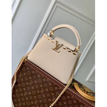 Louis Vuitton Capucines BB Bag in Black Taurillon Leather with Maxi Studs M11964 Quartz Beige 2025 (KI-250212048)