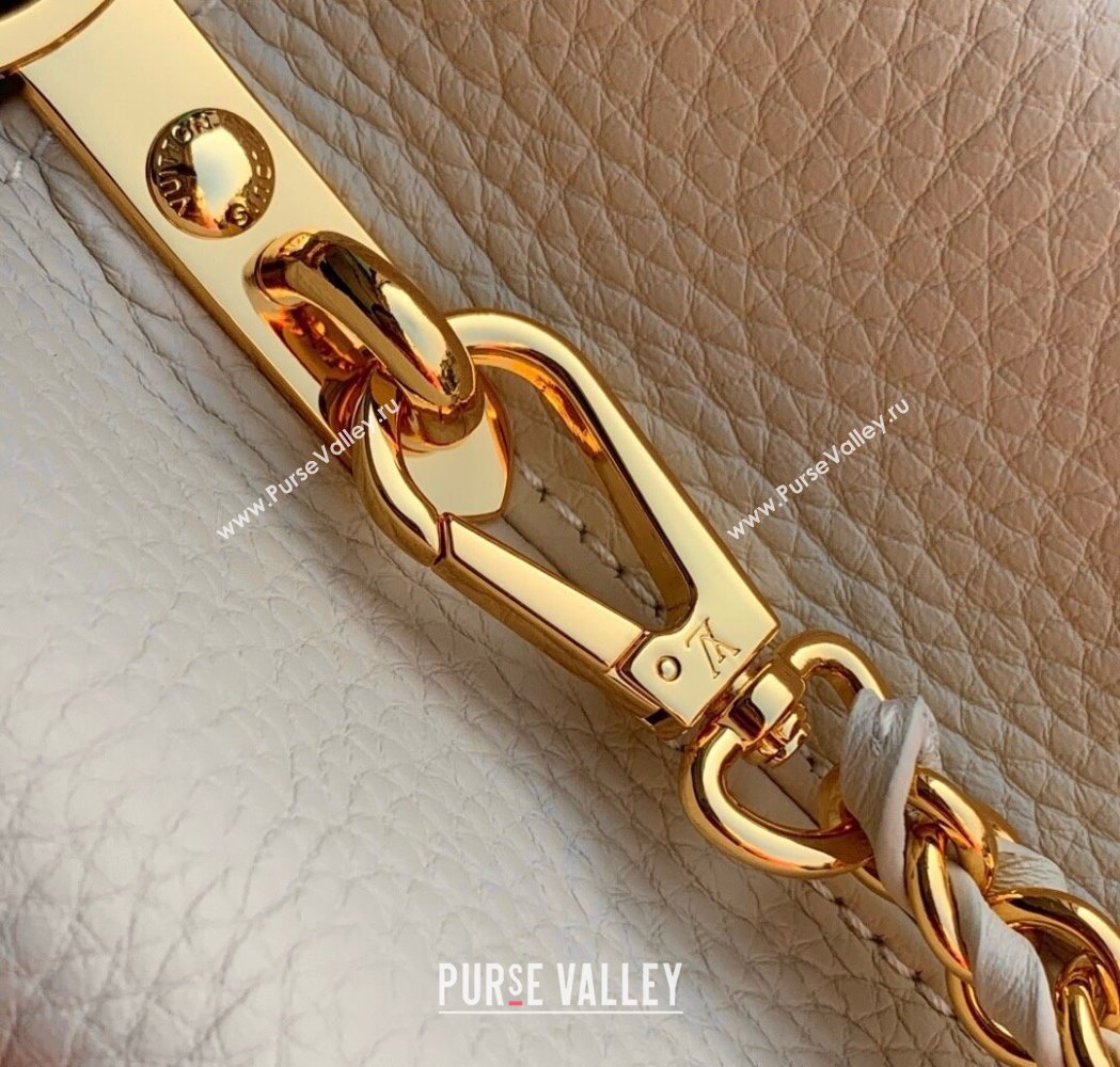 Louis Vuitton Capucines BB Bag in Black Taurillon Leather with Maxi Studs M11964 Quartz Beige 2025 (KI-250212048)