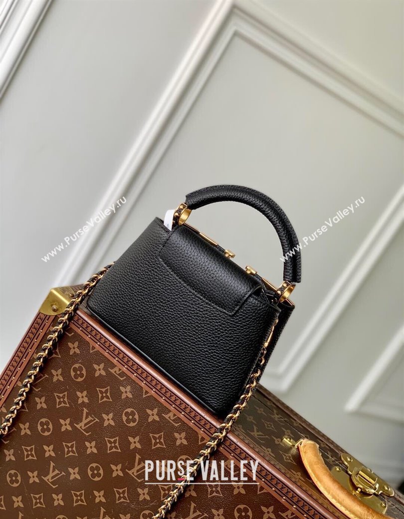 Louis Vuitton Capucines Mini Bag in Black Taurillon Leather with Maxi Studs M12751 Black 2025 (KI-250212046)