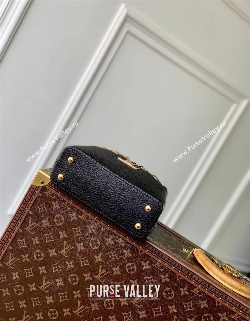 Louis Vuitton Capucines Mini Bag in Black Taurillon Leather with Maxi Studs M12751 Black 2025 (KI-250212046)