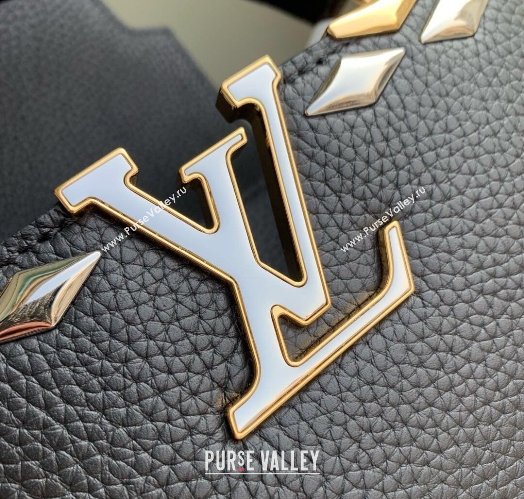 Louis Vuitton Capucines Mini Bag in Black Taurillon Leather with Maxi Studs M12751 Black 2025 (KI-250212046)