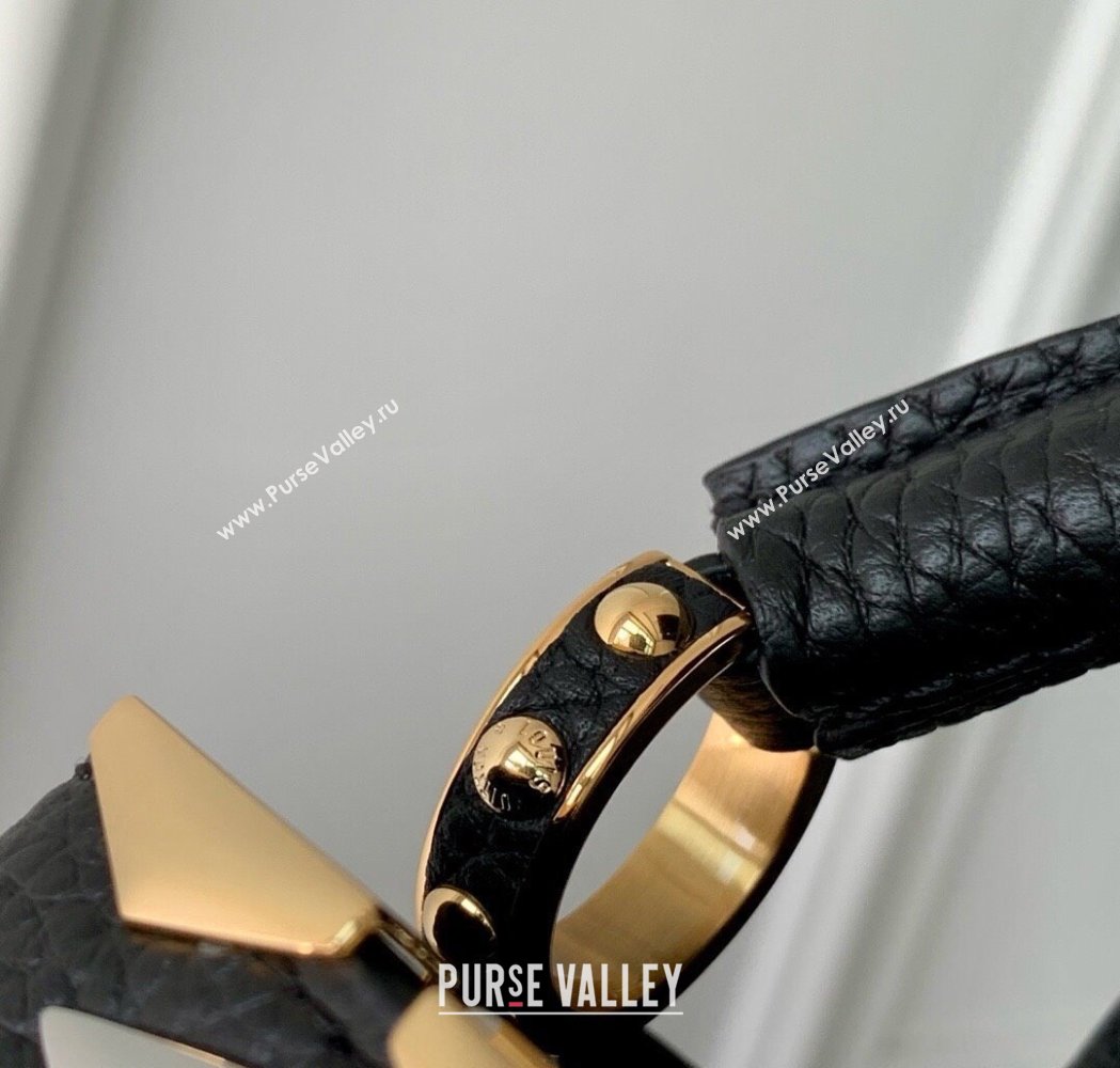Louis Vuitton Capucines Mini Bag in Black Taurillon Leather with Maxi Studs M12751 Black 2025 (KI-250212046)
