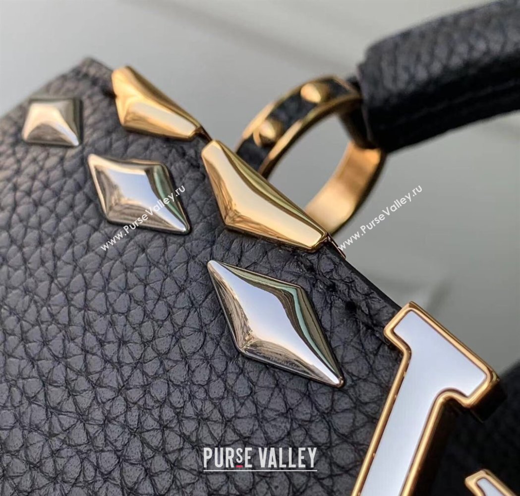 Louis Vuitton Capucines BB Bag in Black Taurillon Leather with Maxi Studs M11964 Black 2025 (KI-250212047)