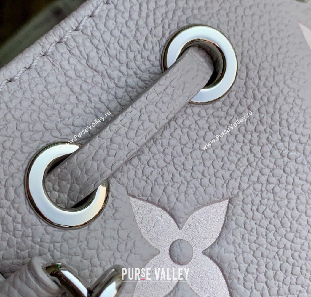 Louis Vuitton Nano Noe Bucket Bag in Embossed Grained Leather M14224 Brume Grey/White Quartz 2025 (KI-250212060)
