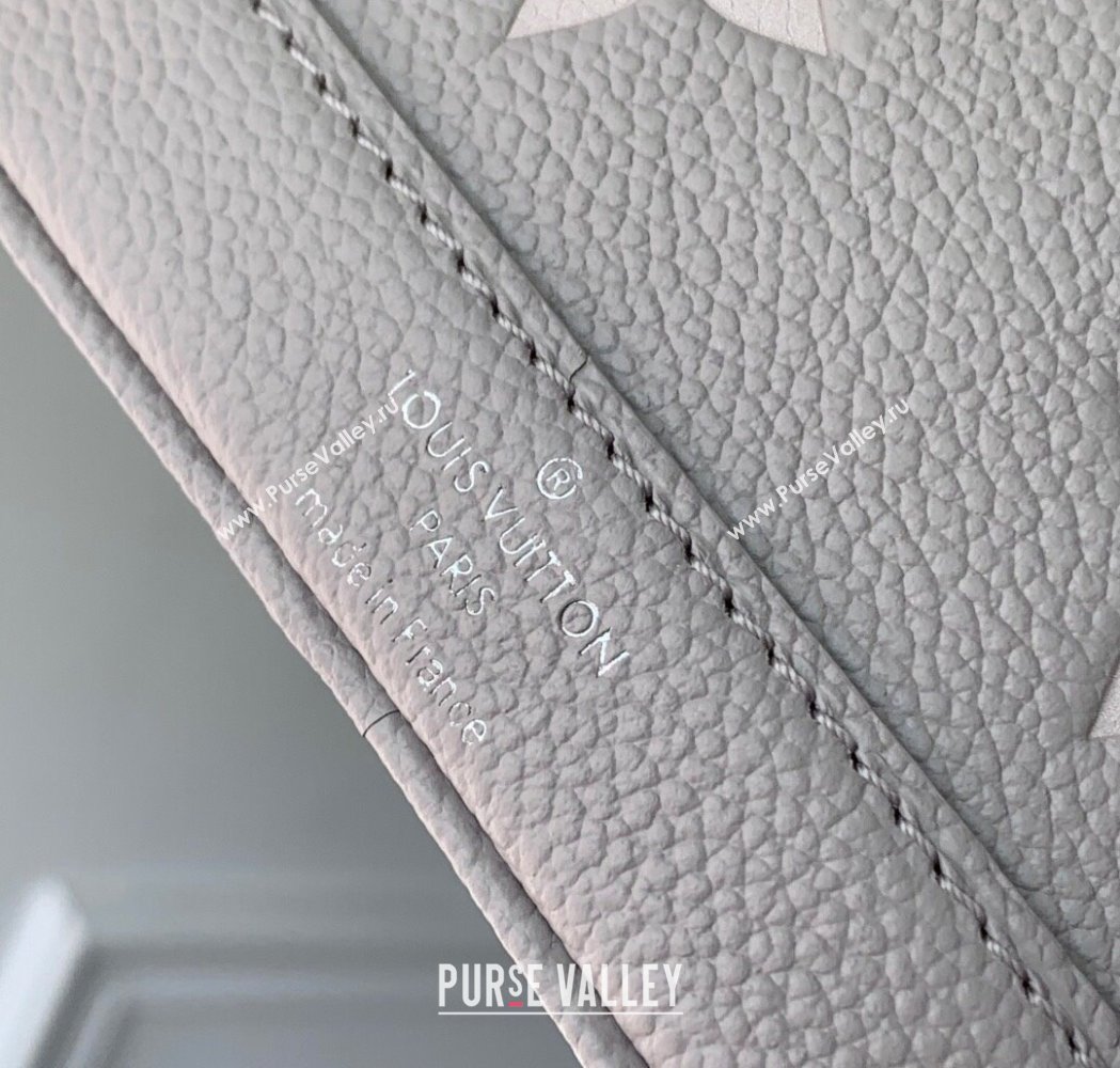 Louis Vuitton Nano Noe Bucket Bag in Embossed Grained Leather M14224 Brume Grey/White Quartz 2025 (KI-250212060)