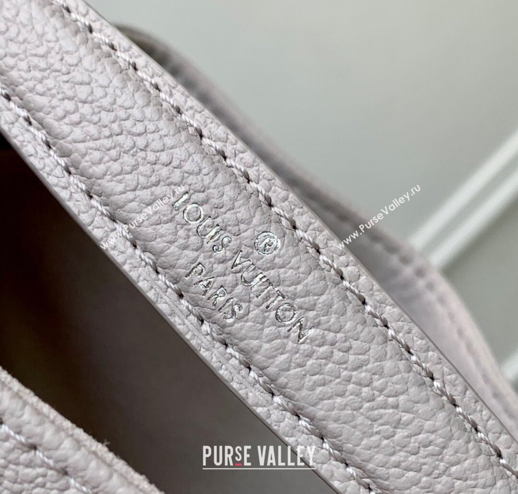 Louis Vuitton Nano Noe Bucket Bag in Embossed Grained Leather M14224 Brume Grey/White Quartz 2025 (KI-250212060)