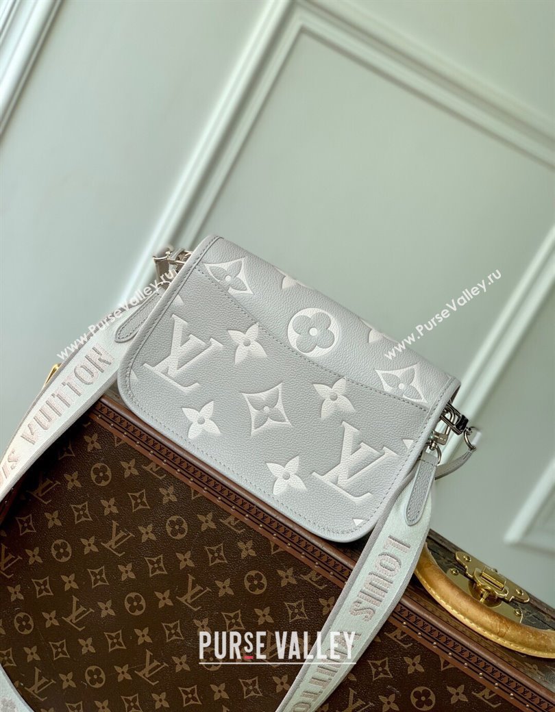 Louis Vuitton Diane Bag in Embossed Grained Leather M14214 Brume Grey/White Quartz 2025 (KI-250212061)