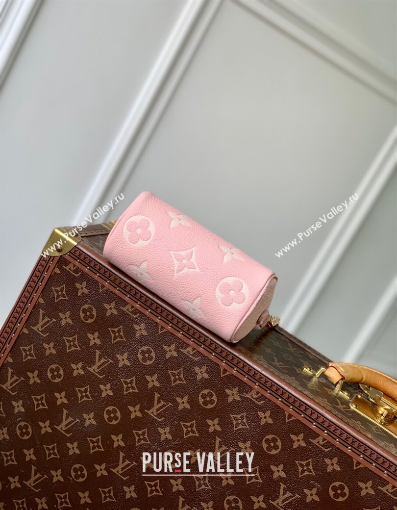 Louis Vuitton Nano Speedy Bag in Embossed Grained Leather M14226 Rose Pink/ White Quartz 2025 (KI-250212062)