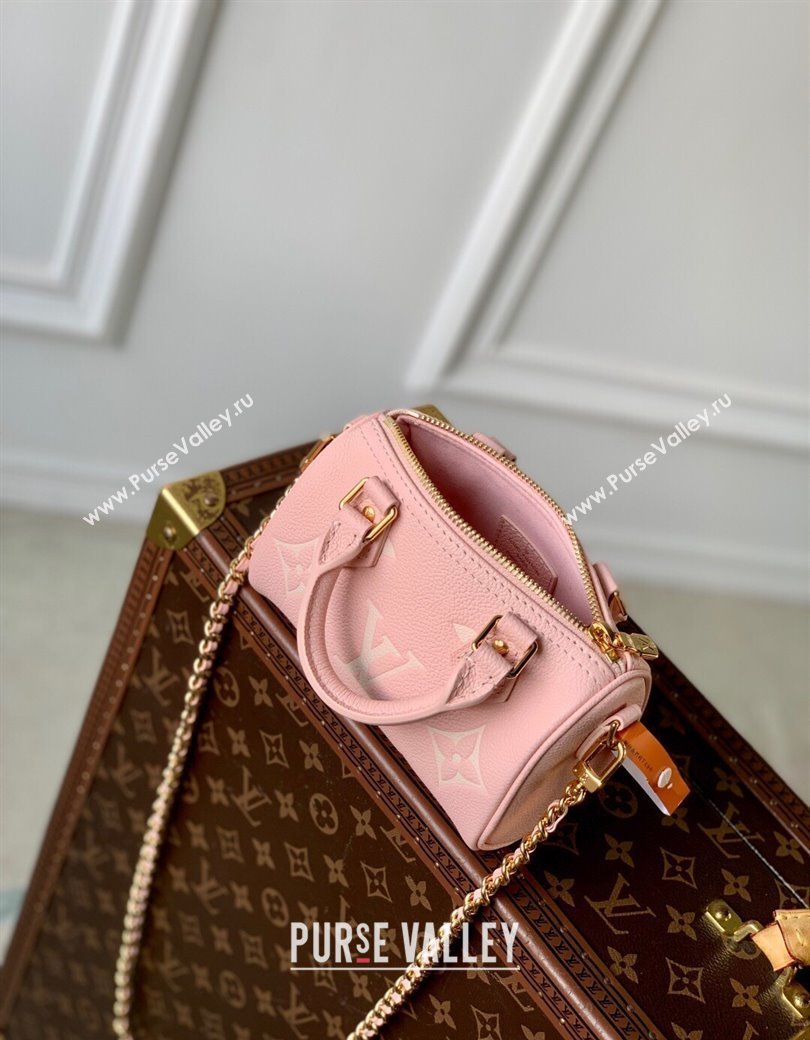 Louis Vuitton Nano Speedy Bag in Embossed Grained Leather M14226 Rose Pink/ White Quartz 2025 (KI-250212062)