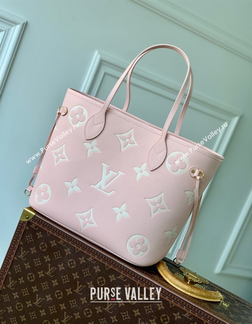 Louis Vuitton Neverfull MM Tote Bag in Embossed Grained Leather M14210 Rose Pink 2025 (KI-250212063)