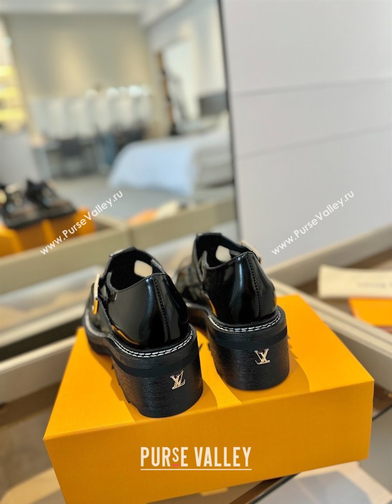 Louis Vuitton Leather and Monogram Canvas Platform Mary Janes Loafers Black 2025 (MD-250222038)