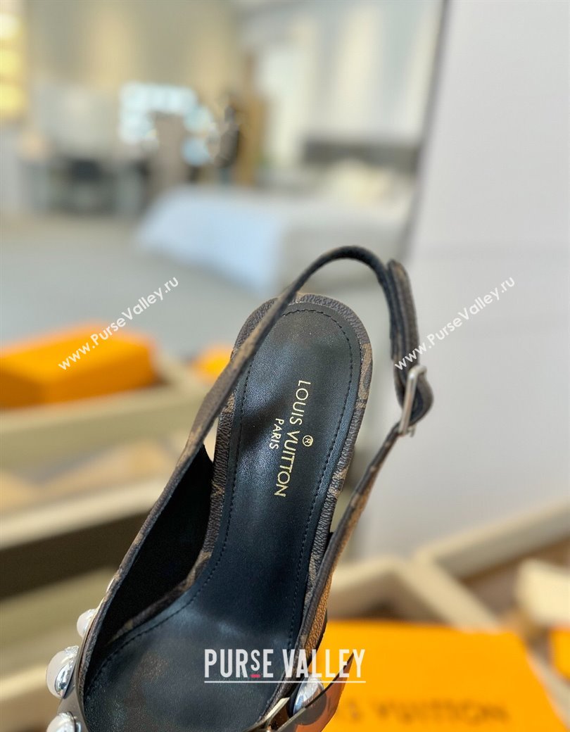 Louis Vuitton Monogram Canvas Slingback Pumps 9.5cm with Studs 2025 0222 (SS-250222047)