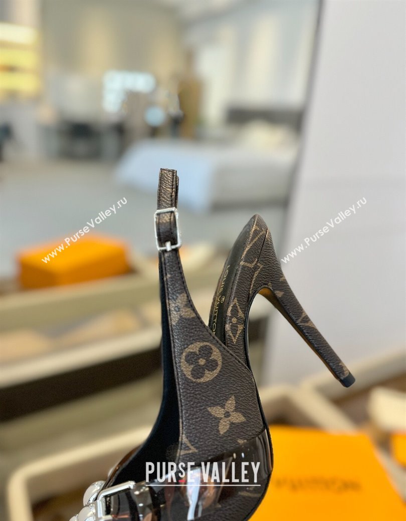 Louis Vuitton Monogram Canvas Slingback Pumps 9.5cm with Studs 2025 0222 (SS-250222047)