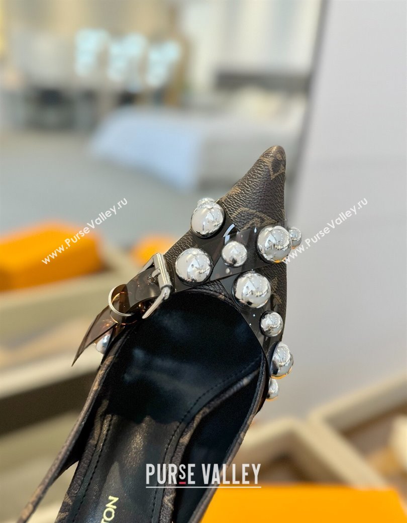 Louis Vuitton Monogram Canvas Slingback Pumps 9.5cm with Studs 2025 0222 (SS-250222047)