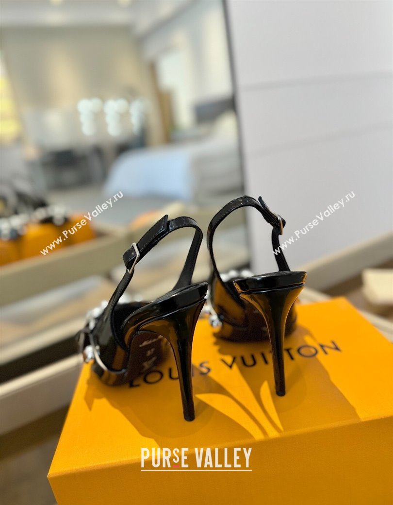 Louis Vuitton Calfskin Slingback Pumps 9.5cm with Studs Black 2025 0222 (SS-250222050)