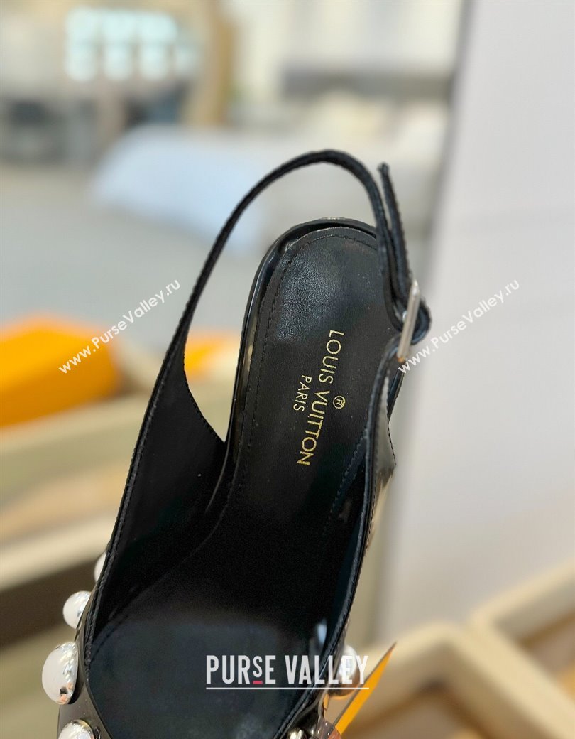 Louis Vuitton Calfskin Slingback Pumps 9.5cm with Studs Black 2025 0222 (SS-250222050)