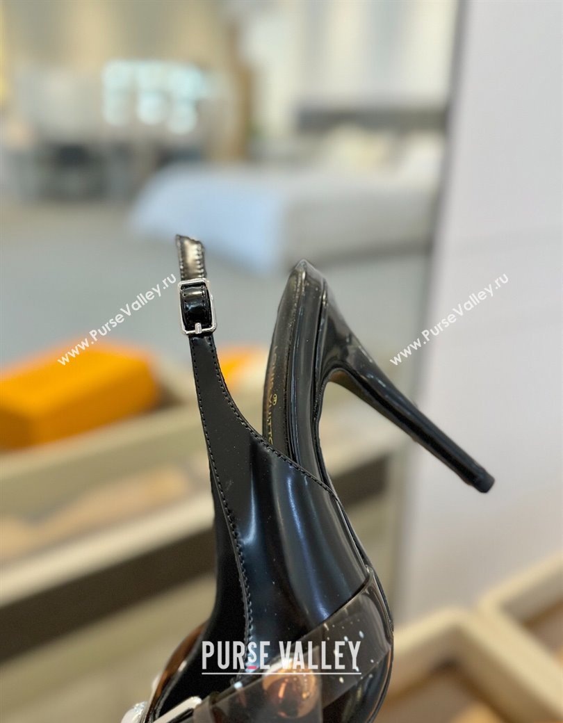 Louis Vuitton Calfskin Slingback Pumps 9.5cm with Studs Black 2025 0222 (SS-250222050)