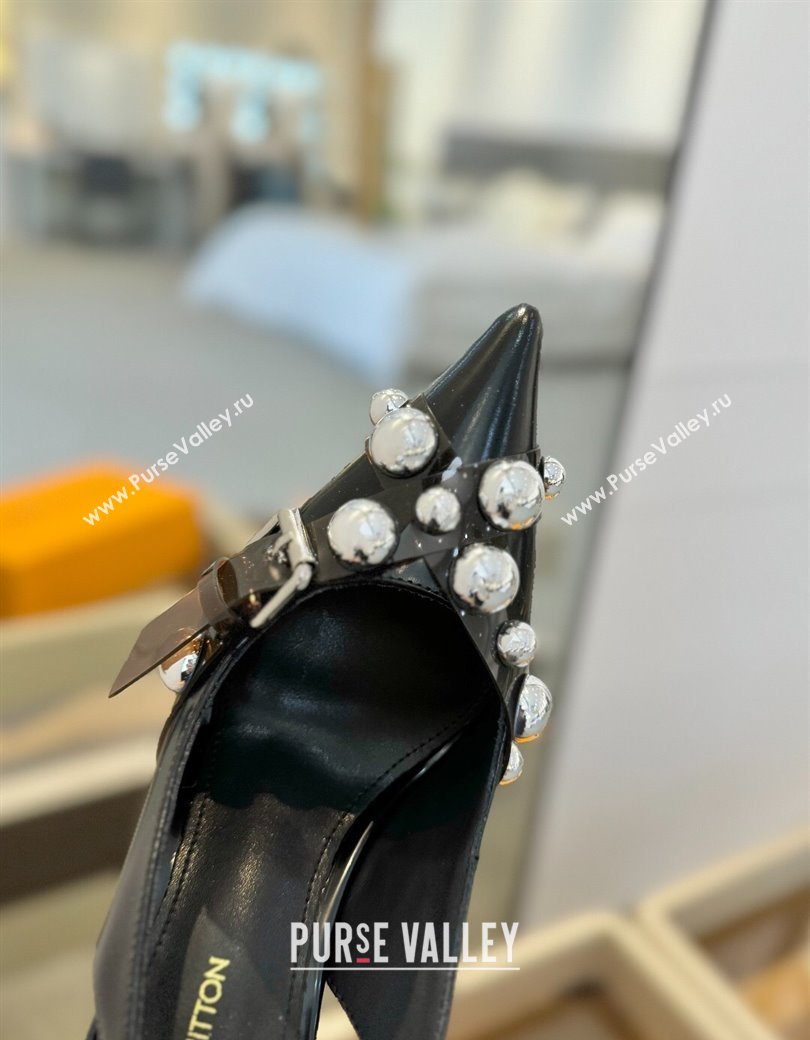Louis Vuitton Calfskin Slingback Pumps 9.5cm with Studs Black 2025 0222 (SS-250222050)